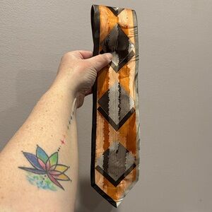 Stacy Adams Orange and Gray Geometric Tie